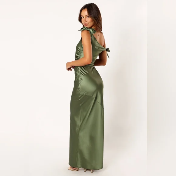 Petal & Pup Green Satin Maxi Dress - Picture 2 of 5